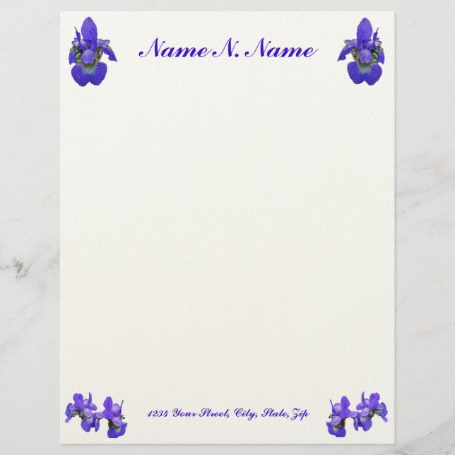 Siberian Iris Letterhead Template (Front)