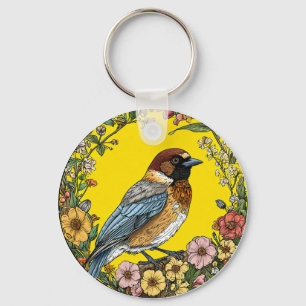 Siberian jay bird key ring
