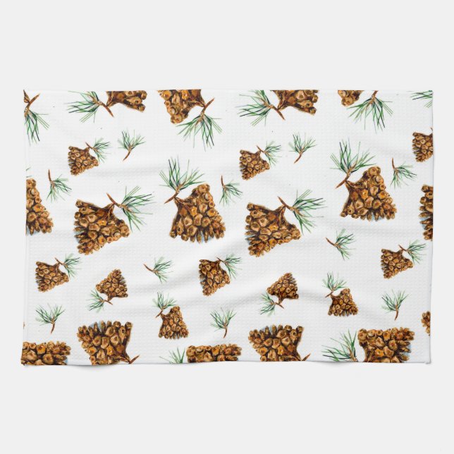Siberian Pinecone Pattern Towel (Horizontal)