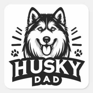 Siberian Spirit: Embracing Fatherhood as Husky Dad Square Sticker