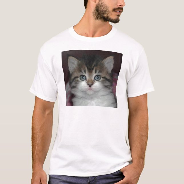 Siberian Tabby/White Kitten T-Shirt (Front)