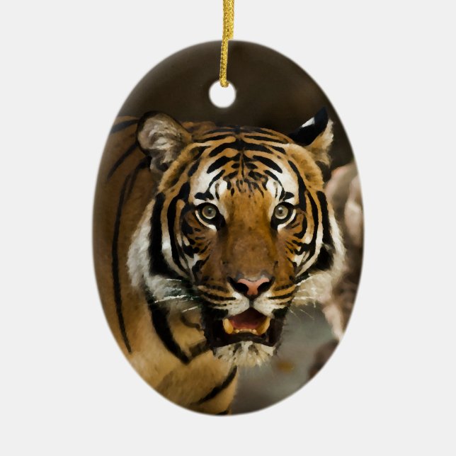 Siberian Tiger Ceramic Tree Decoration (Front)