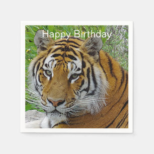 Siberian Tiger Closeup Photo of Face Napkin