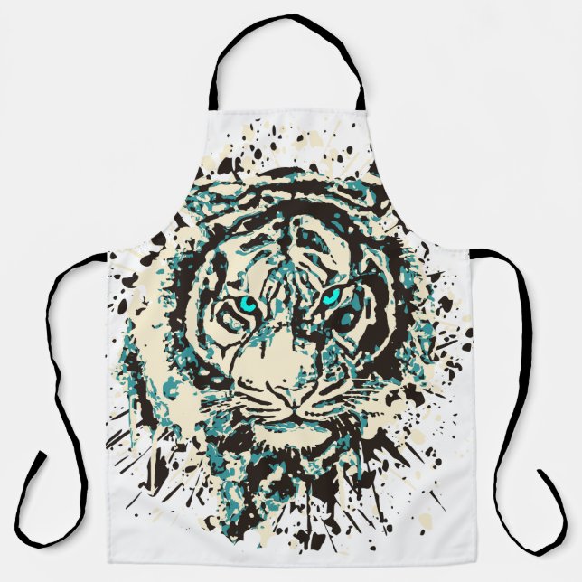 Siberian Tiger | Colourful Tiger Drawing | Abstrac Apron (Front)