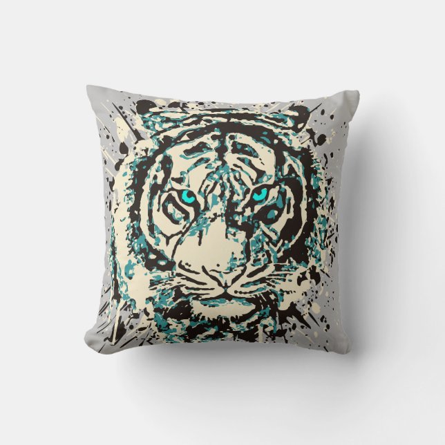 Siberian Tiger | Colourful Tiger Throw Pillow (Front)