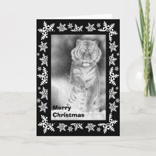 Siberian Tiger in the Snow Christmas Card