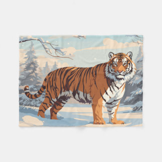 Siberian Tiger in Woods Fleece Blanket
