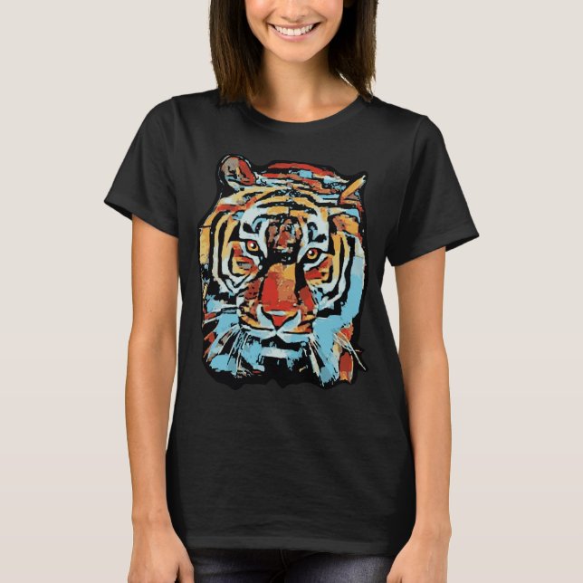 Siberian tiger pop art style of the chinese zodiac T-Shirt (Front)