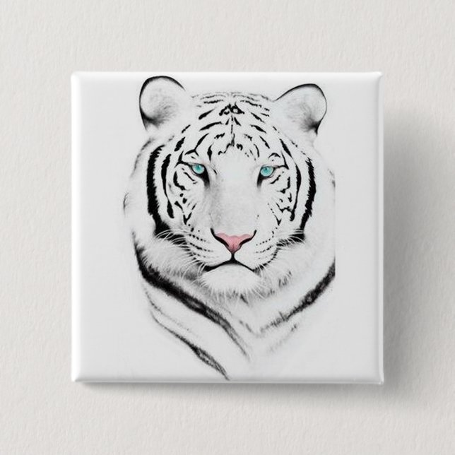 Siberian White Tiger 15 Cm Square Badge (Front)