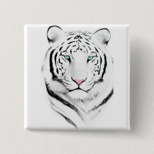 Siberian White Tiger 15 Cm Square Badge