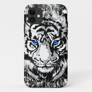 Siberian White Tiger Head - Tiger Blue iPhone 11 Case