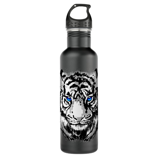 Siberian White Tiger Head - Tiger Blue Eyes 710 Ml Water Bottle (Front)