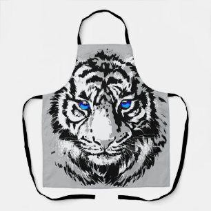 Siberian White Tiger Head - Tiger Blue Eyes Apron
