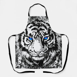 Siberian White Tiger Head - Tiger Blue Eyes Apron