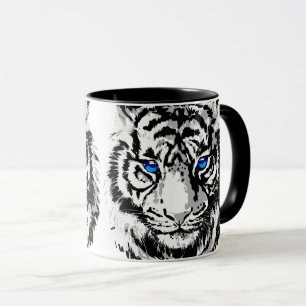 Siberian White Tiger Head - Tiger Blue Eyes Coffee Mug