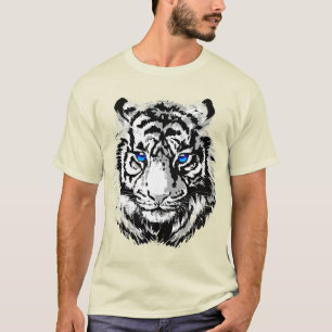 Siberian White Tiger Head - Tiger Blue Eyes T-Shir T-Shirt