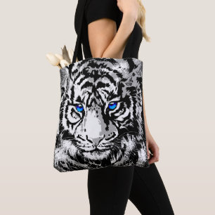 Siberian White Tiger Head - Tiger Eyes Tote Bag