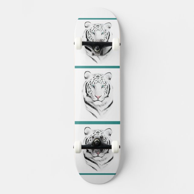 Siberian White Tiger Skateboard (Front)