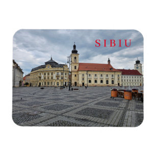 Sibiu Town Hall and church view fridge magnet