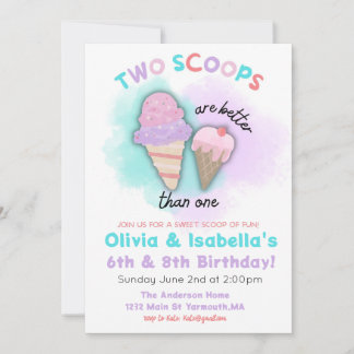 Sibling Birthday Invitation,Double Birthday  Invitation