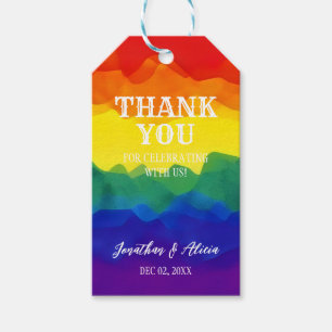 Sibling Colourful Rainbow Joint Birthday Thank You Gift Tags