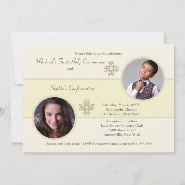 Siblings Cameo Photo Invitation (Front)