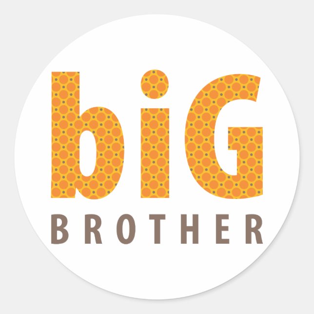 SIBLINGS COLLECTION - big brother {orange} Classic Round Sticker (Front)