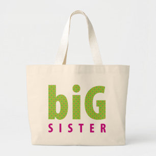 SIBLINGS COLLECTION - big sister {lime} Large Tote Bag