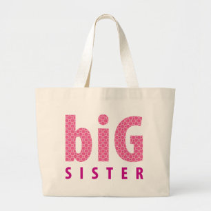 SIBLINGS COLLECTION - big sister {pink} Large Tote Bag