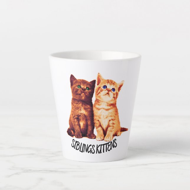 Siblings kittens, two cute cats latte mug (Front)