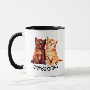 Siblings kittens, two cute cats mug