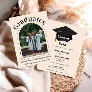 Siblings Rose gold 2023 graduation announcement