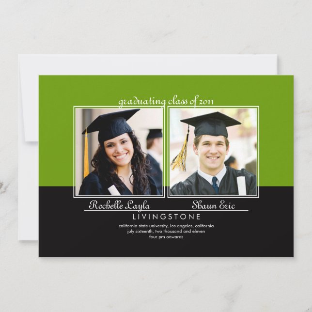 Siblings Two Photo Graduation Announcement (Front)