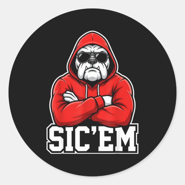 Sic'em Bulldogs Graphic Men Women Kid Boy Girl  Classic Round Sticker (Front)