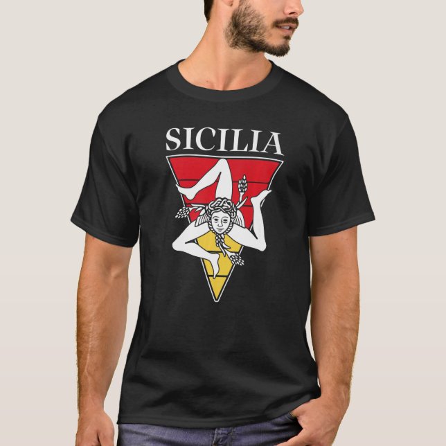Sicilia Flag Sicily Palermo Italy  19 T-Shirt (Front)