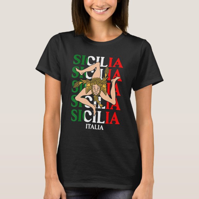Sicilia Flag Sicily Palermo Italy 22 T-Shirt (Front)