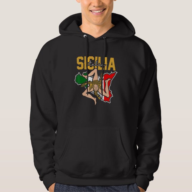 Sicilia Flag Sicily Palermo Italy 32 Hoodie (Front)