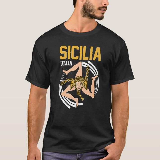 Sicilia Flag Sicily Palermo Italy  35 T-Shirt (Front)
