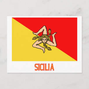 Sicilia flag with name postcard