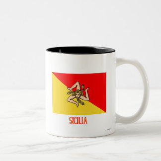 Sicilia flag with name Two-Tone coffee mug