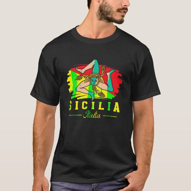Sicilia Italia Flag Of Sicily Proud Italian Sicili T-Shirt (Front)