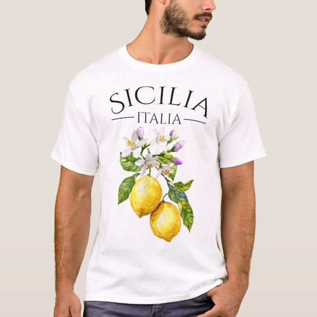 Sicilia Italian Souvenir Italy Lemons T-Shirt (Front)