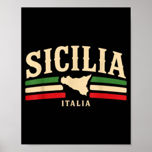 Sicilia Italy Italia Italian Sicily Vintage Design Poster