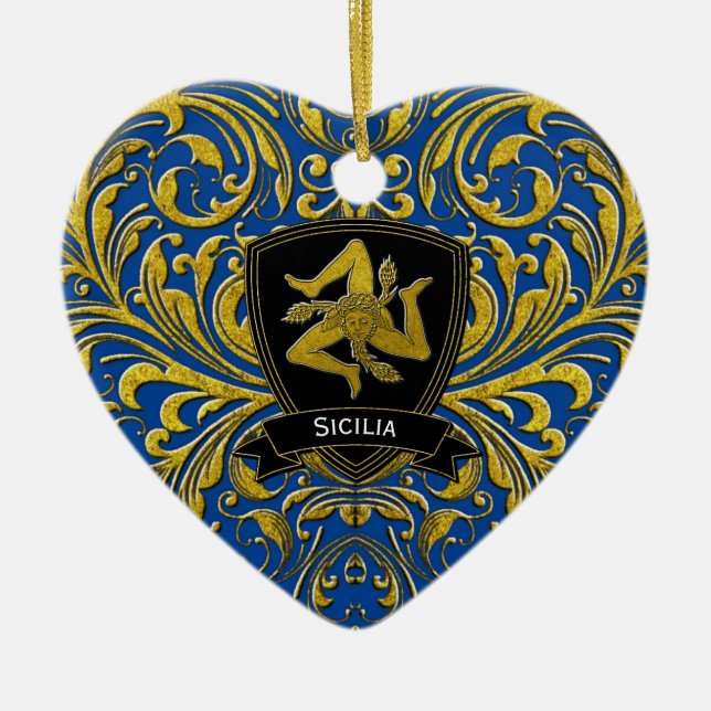 Sicilia Keepsake Heirloom Heart Ceramic Tree Decoration (Front)