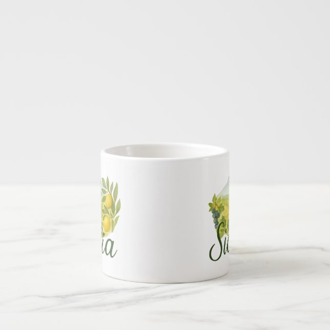 Sicilia Mt,Etna Design Espresso Cup (Front)