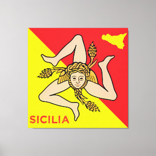 Sicilia Sicilian Flag of Sicily Trinacria Pillow Canvas Print