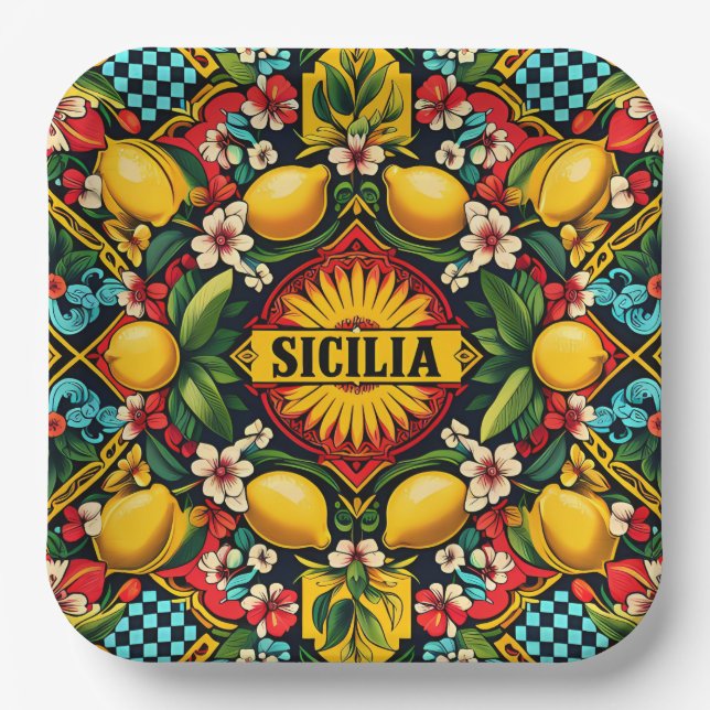 Sicilia Sicilian Paper Plate  (Front)