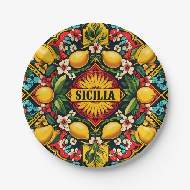 Sicilia Sicilian Paper Plate  (Front)