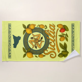 Sicilia Trinacria Beach Towel