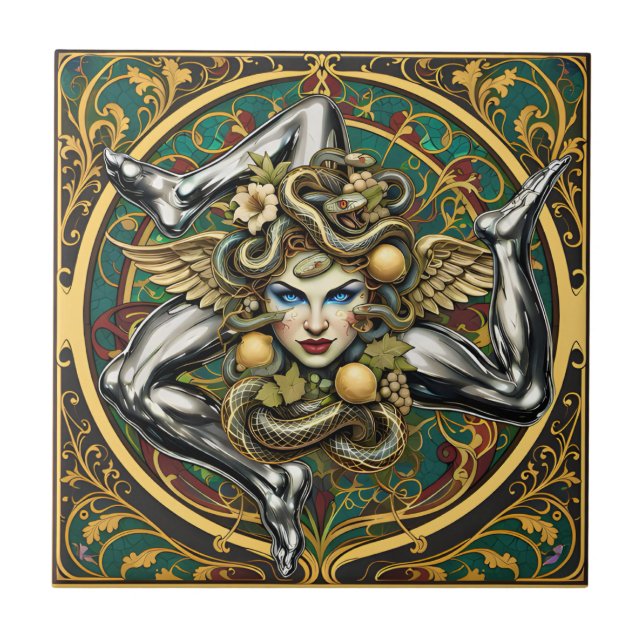 Sicilia Trinacria Sicilian design  Tile (Front)